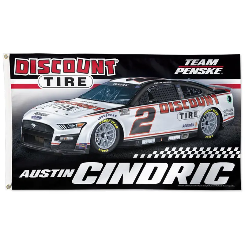 Austin Cindric Discount Tire #2 Official NASCAR Deluxe 3'x5' Banner Flag - Wincraft Inc.