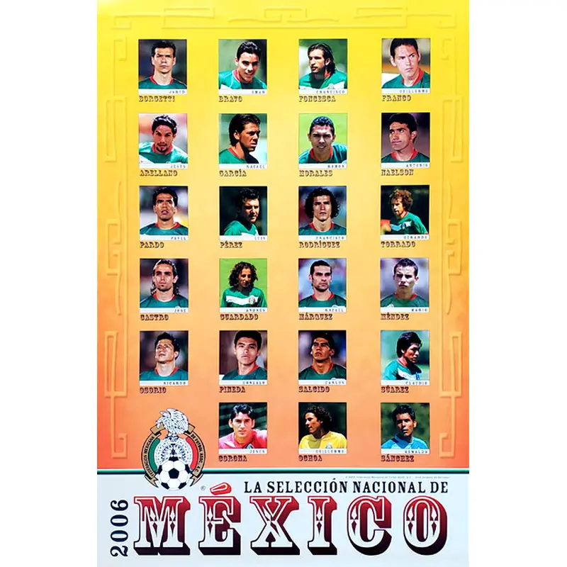 Mexico Futbol Soccer 2006 Official Team Roster Poster - Sports Endeavors