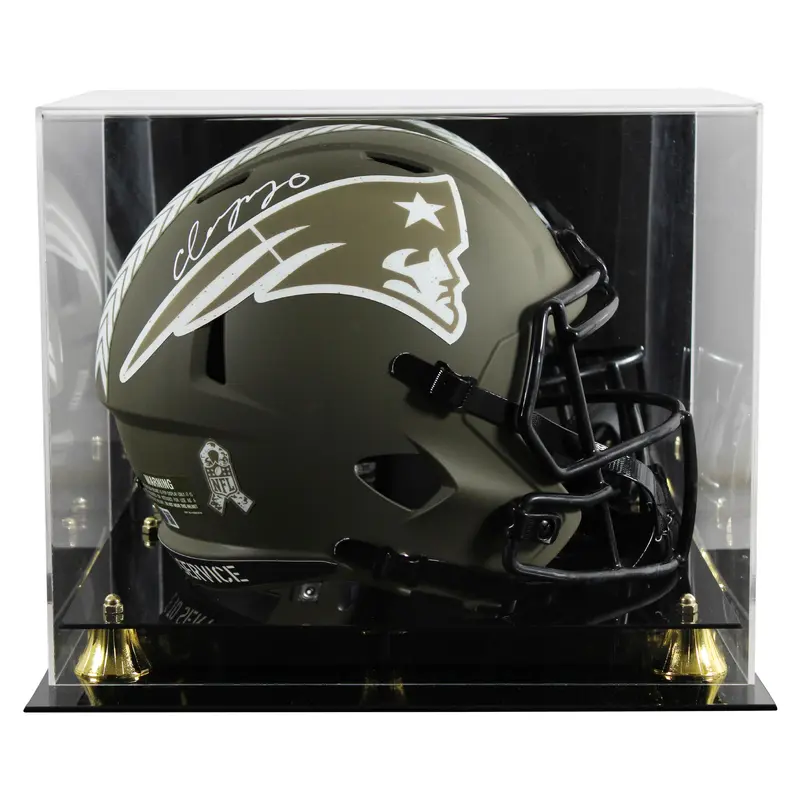 Patriots Christian Gonzalez Signed STS Full Size Speed Rep Helmet W/ Case BAS W