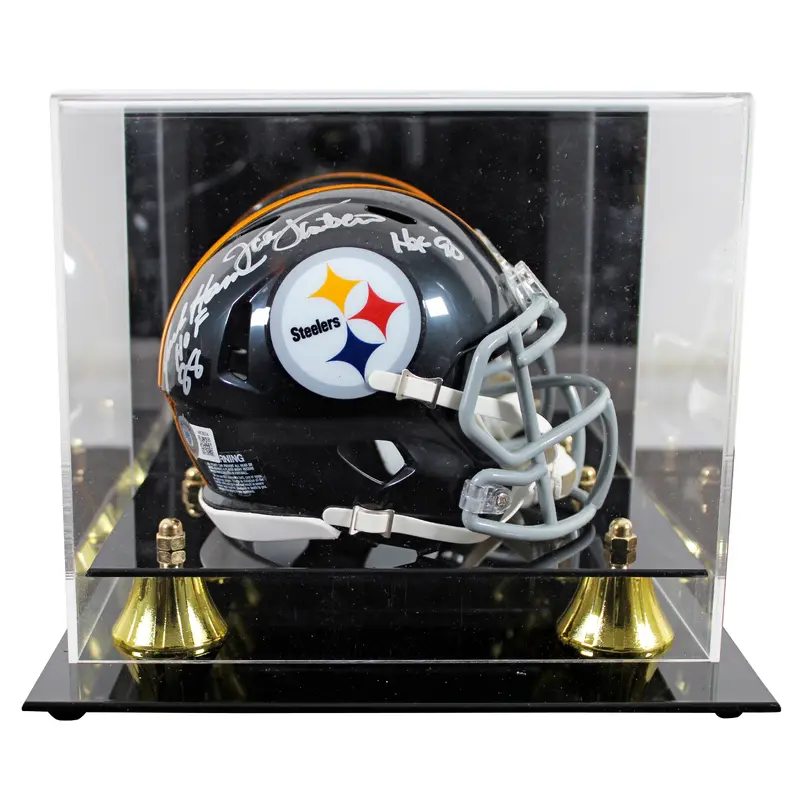Steelers Jack Ham & Jack Lambert "HOF" Signed Speed Mini Helmet W/ Case BAS Wit