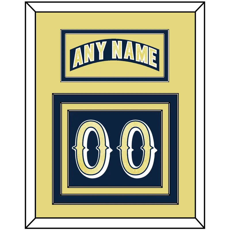 Notre Dame Hockey Nameplate & Number (Back) - Road Blue - Triple Mat 3