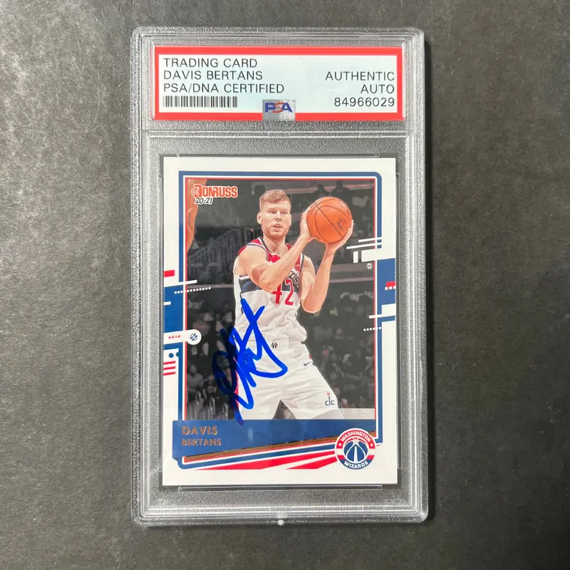 2020-21 Panini Donruss #65 Davis Bertans Signed Card AUTO PSA/DNA Slabbed Wizards