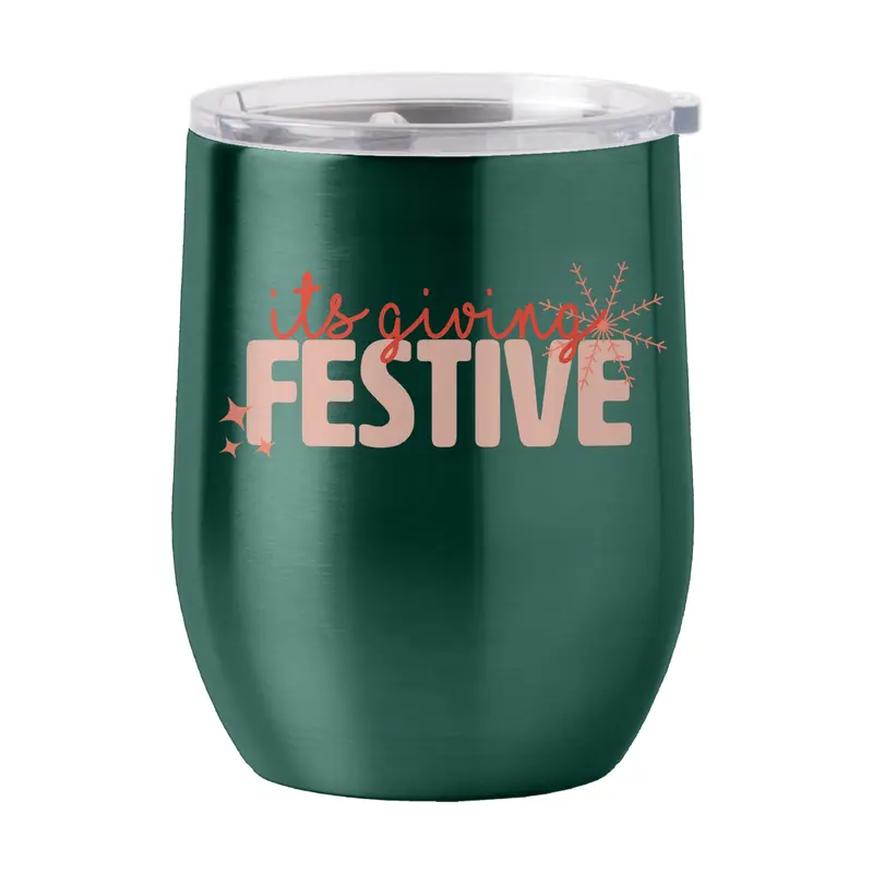 Christmas Festive 16oz Stainless Curved Beverage