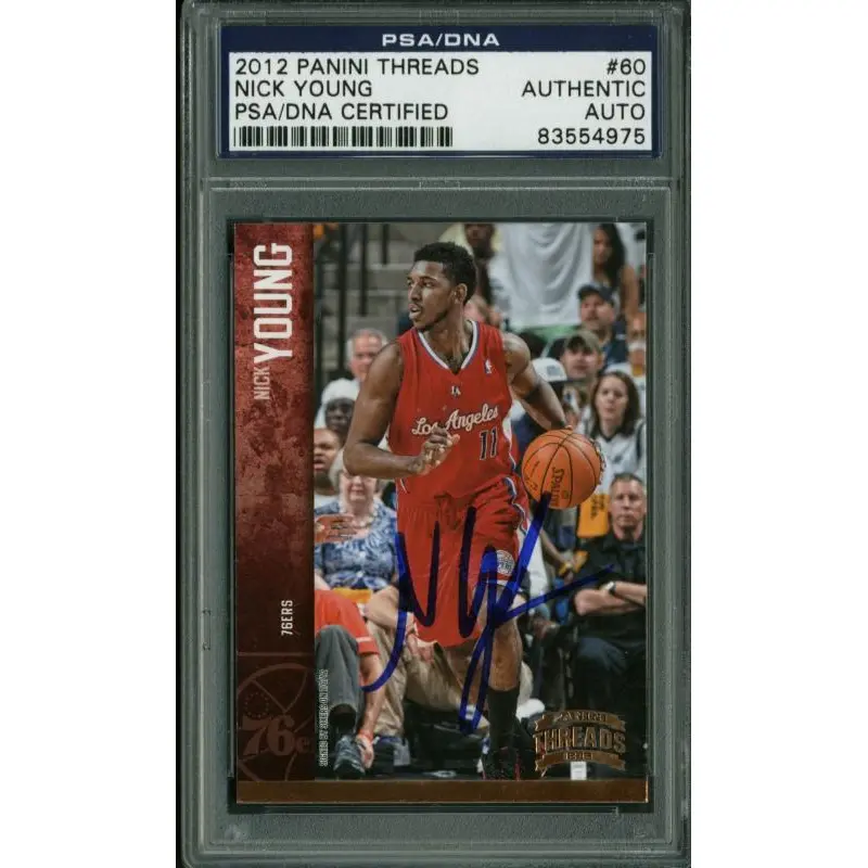 76Ers Nick Young Authentic Signed Card 2012 Panini Threads #60 PSA/DNA Slabbed