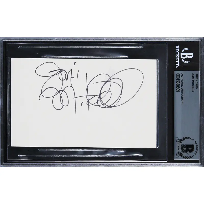 Joni Mitchell Authentic Signed 3x5 Index Card Autographed BAS Slabbed 2