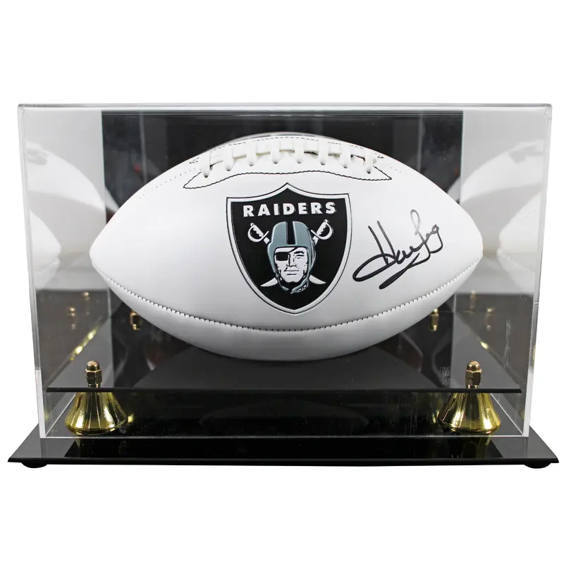 Raiders Howie Long Signed Franklin White Panel Logo Football W/ Case BAS Witness