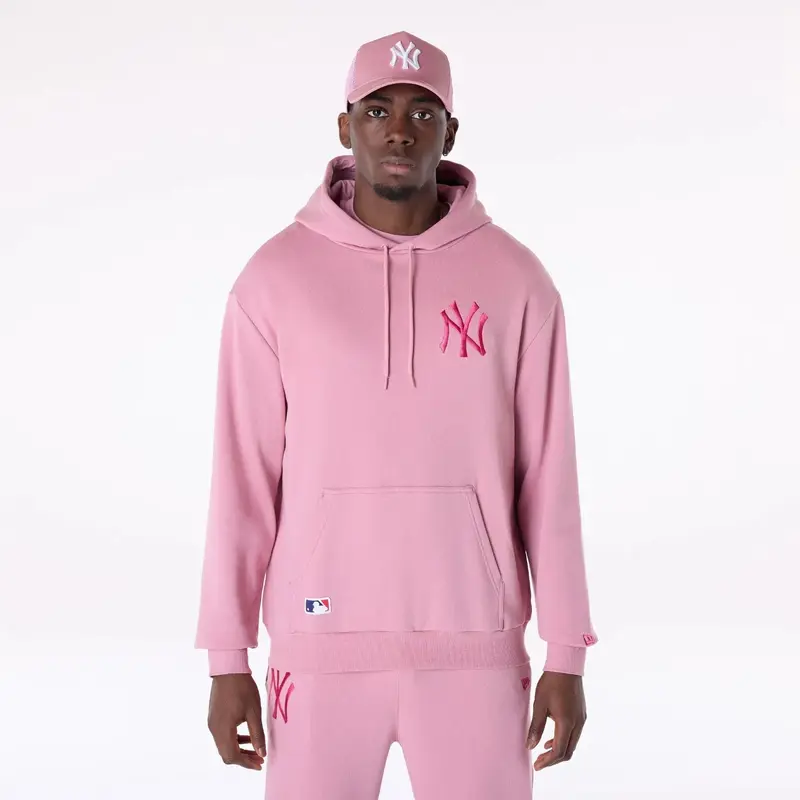 New York Yankees MLB League Essential Pink Oversized Pullover Hoodie
