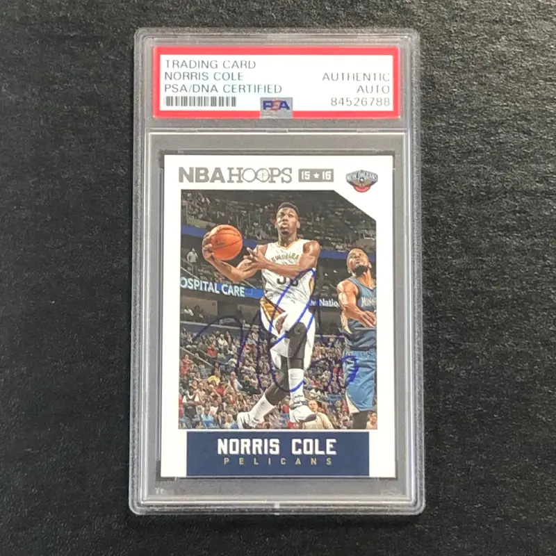 2015-16 NBA Hoops #136 Norris Cole Signed Card AUTO PSA Slabbed Pelicans