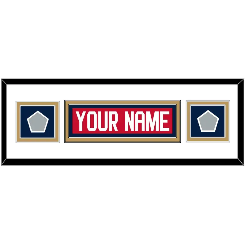 Florida Nameplate & 2 Stanley Cup Finals Patches - Home Red - Double Mat 2