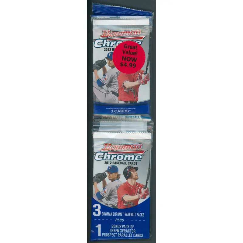 2012 Bowman Chrome Baseball Unopened Value Pack (3/3 plus 1/3)