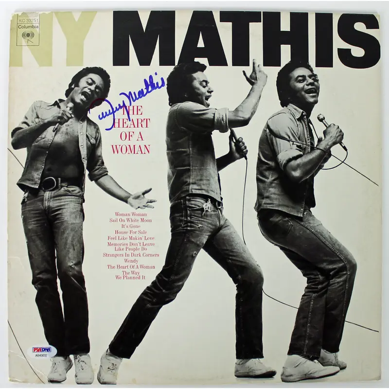 Johnny Mathis Authentic Signed The Heart Of Woman Album Cover PSA/DNA #AB43032