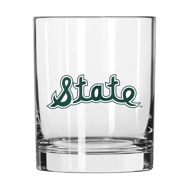 Michigan State 14oz Retro Rocks Glass