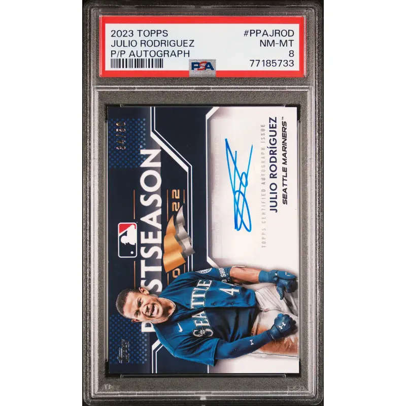 Julio Rodriguez 2023 Topps Postseason Auto #34/50 PSA 8 Nm-Mint