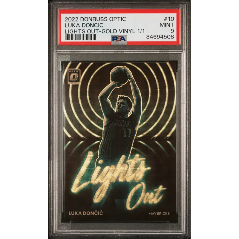 Luka Doncic 2022 Donruss Optic Lights Out Gold Vinyl 1/1 PSA 9 Mint