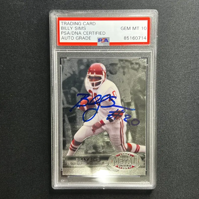 2012 Football Card #20 Billy Sims Signed Card PSA Slabbed Auto GRADE 10 Oklahoma