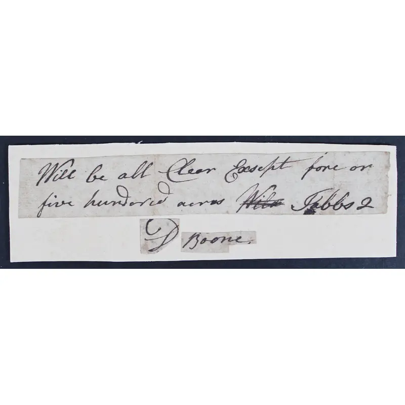 Daniel Boone Authentic Signed 1.85x6.5 Cut Signature JSA #YY97266