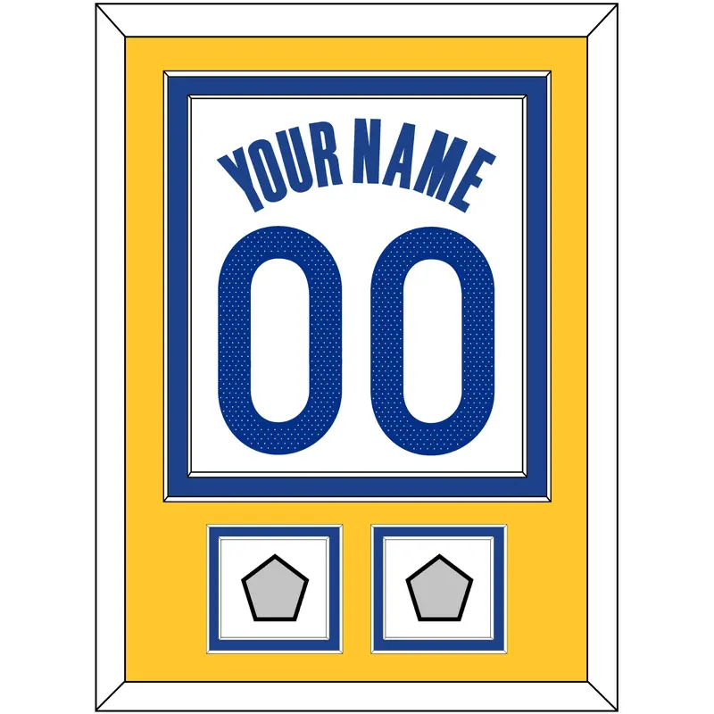 Golden State Name & Number With 2 Finals Patches - White Association - Double Mat 3