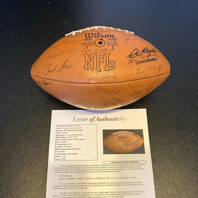 1975 Green Bay Packers Team Signed Wilson NFL Game Football Bart Starr JSA COA