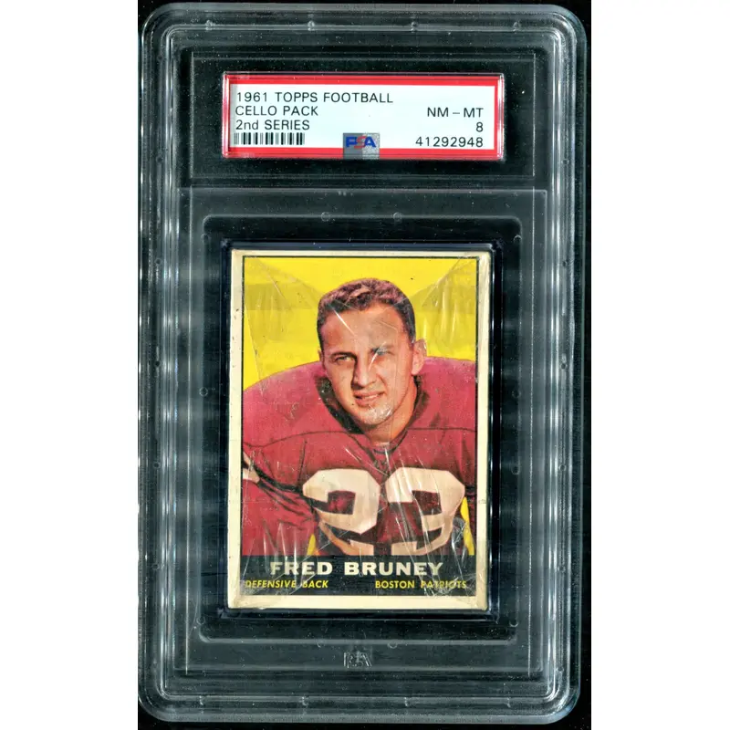 1961 Topps Football Unopened 2nd Series Cello Pack PSA 8