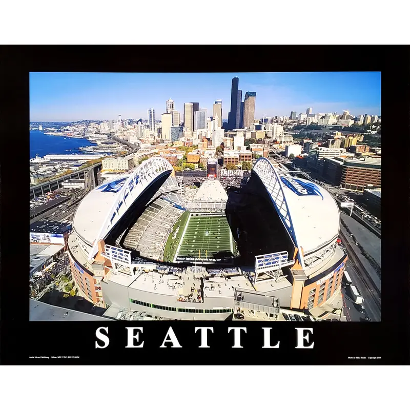 Seattle Seahawks NFL Football Stadium "From Above" Premium Poster Print - Aerial Views