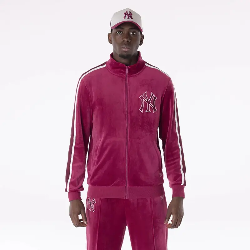 New York Yankees MLB Velour Dark Red Track Jacket