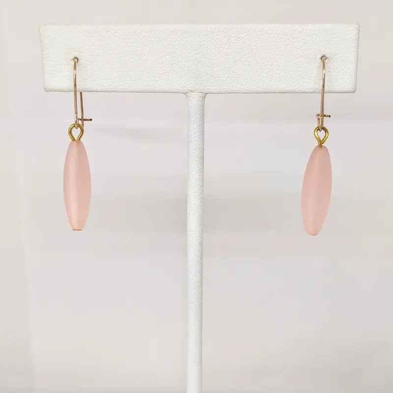 14K PINK SHELL DANGLE ESTATE EARRINGS 1.1 GRAMS