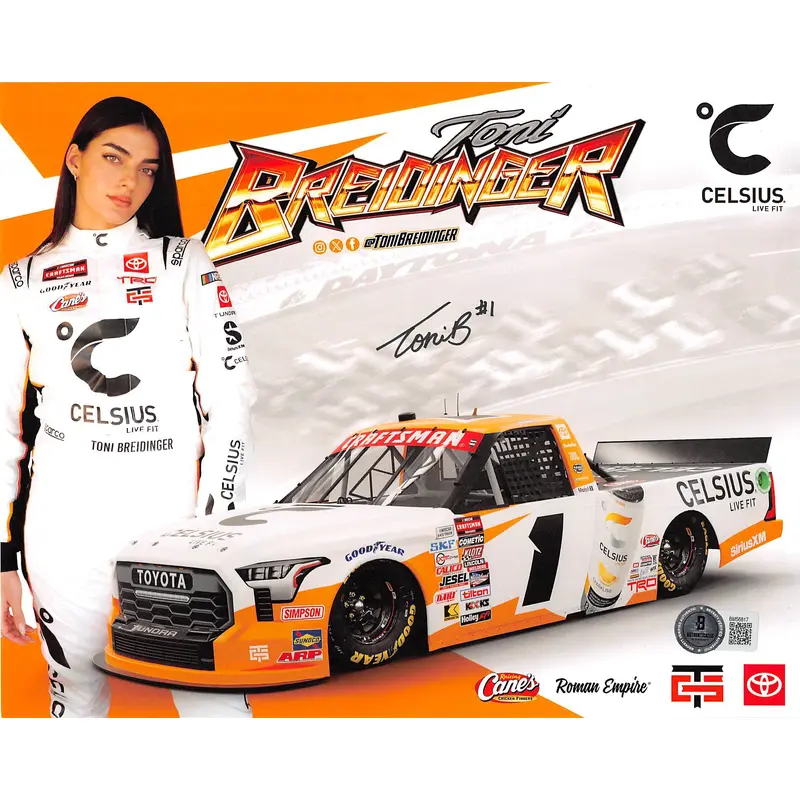 Toni Breidinger NASCAR Authentic Signed 8x10 Horizontal Photo Autographed BAS 1