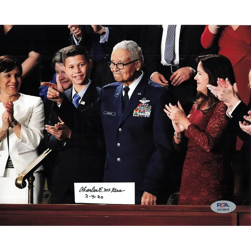 Charles McGee signed 8x10 photo PSA/DNA Autographed Fighter Pilot