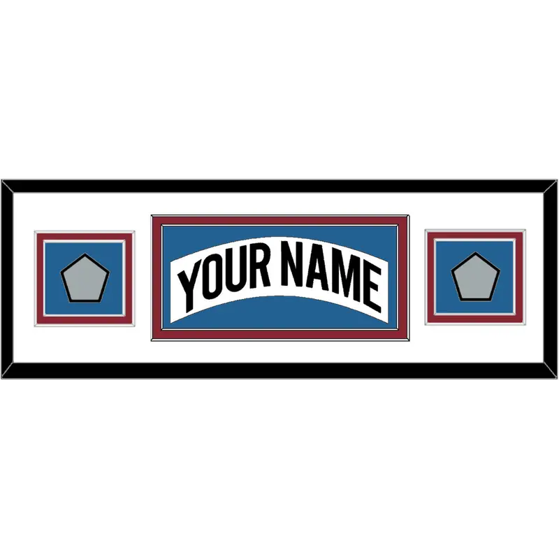 Colorado Nameplate & 2 Stanley Cup Finals Patches - Home White (1995-1996) - Double Mat 6