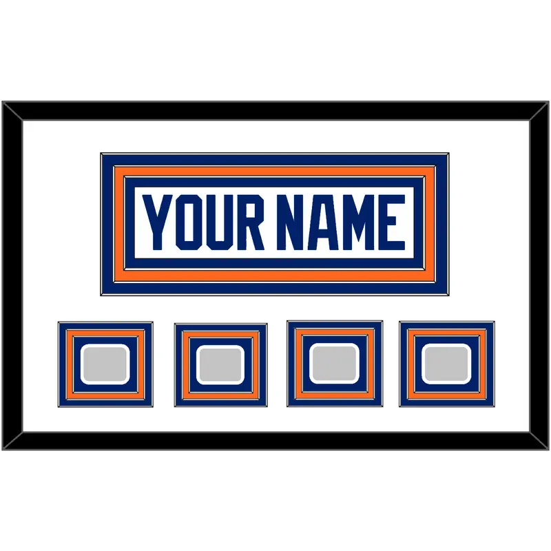 Edmonton Nameplate & 4 Stanley Cup Champions Patches - Home White (1981-1994) - Triple Mat 2