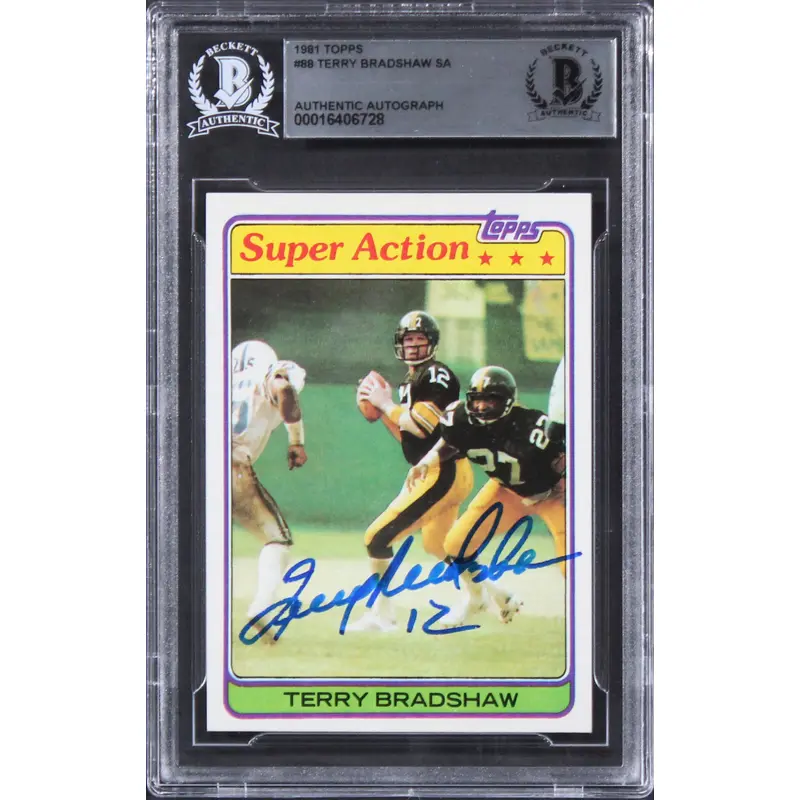 Steelers Terry Bradshaw Authentic Signed 1981 Topps #88 Card BAS Slabbed