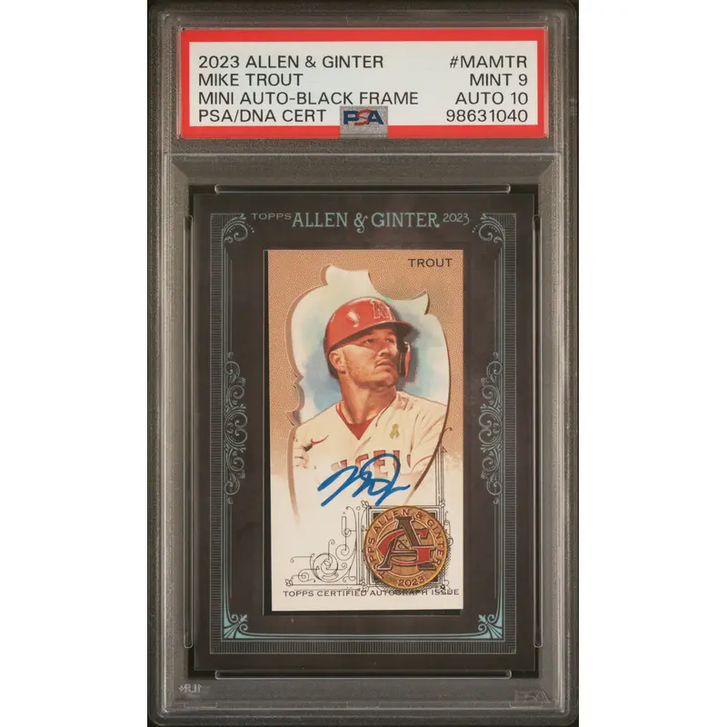 Mike Trout 2023 Topps Allen and Ginter Black Frame Autograph #25/25 PSA 9 Auto 10