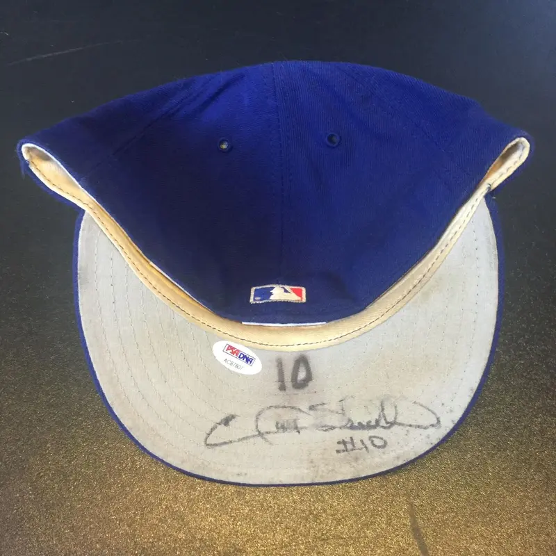 1990's Garry Sheffield Signed Game Used Los Angeles Dodgers Cap Hat PSA DNA COA