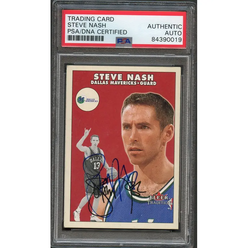 2000-01 Fleer Tradition #24 Steve Nash Signed Card AUTO PSA Slabbed Mavericks