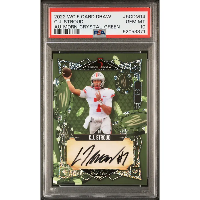 CJ Stroud 2022 Wild Card 5-Card Draw Auto #1/3 PSA 10 Gem Mint