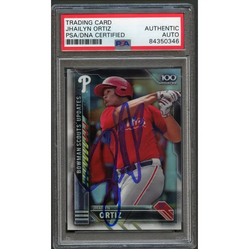 2016 Bowman Chrome #BSU-JO Jhailyn Ortiz Signed Card PSA Slabbed Auto Phillies