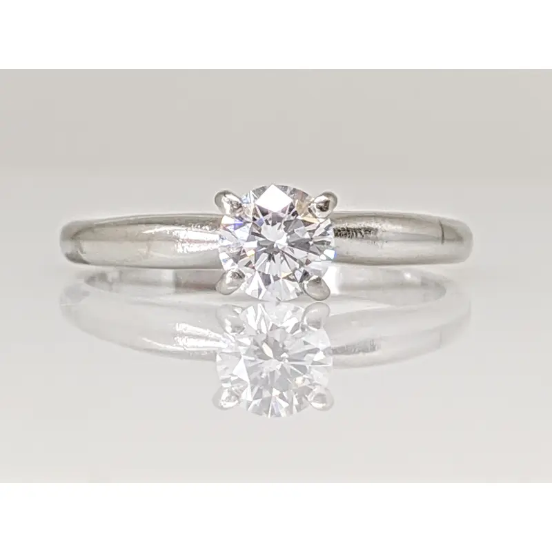 PLATINUM .45 CARAT TOTAL VS2 G DIAMOND ROUND SOLITAIRE ESTATE RING 3.6 GRAMS