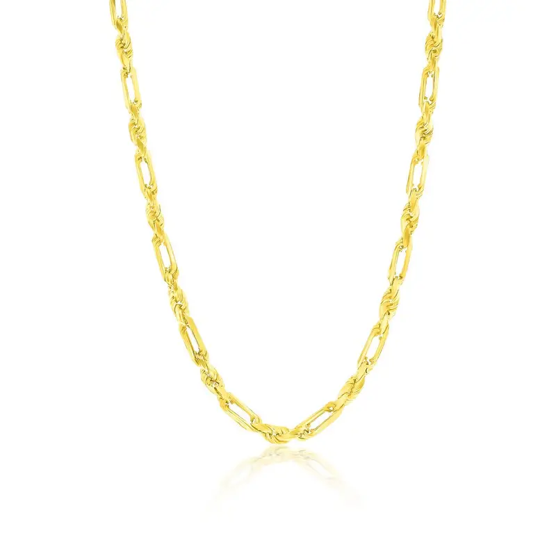 Sterling Silver 4mm Figarope Chain - Gold Plated