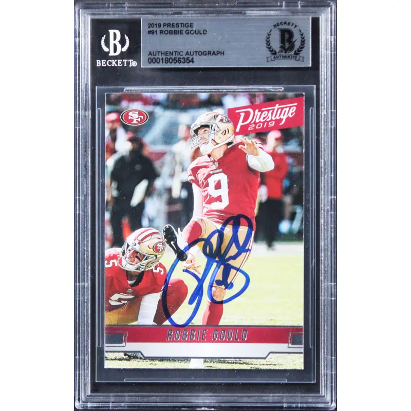 49ers Robbie Gould Authentic Signed 2019 Prestige #91 Card BAS Slabbed