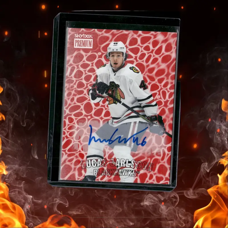 2020-21 Skybox Metal Universe Lucas Carlsson Retro Premium Prospects Rookie Auto