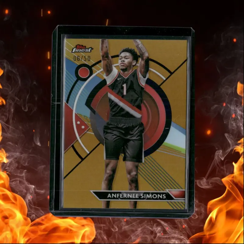 2023-24 Topps Finest Basketball Anfernee Simons Gold Refractor 06/50 #7