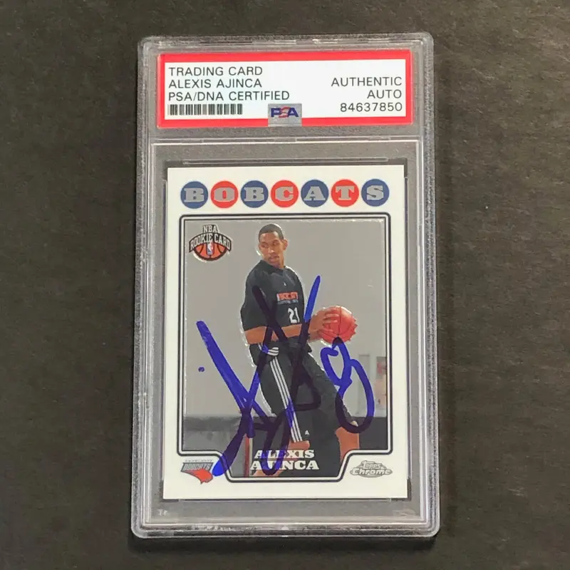 2008-09 Topps Chrome #199 Alexis Ajinca Signed Card AUTO PSA Slabbed Bobcats