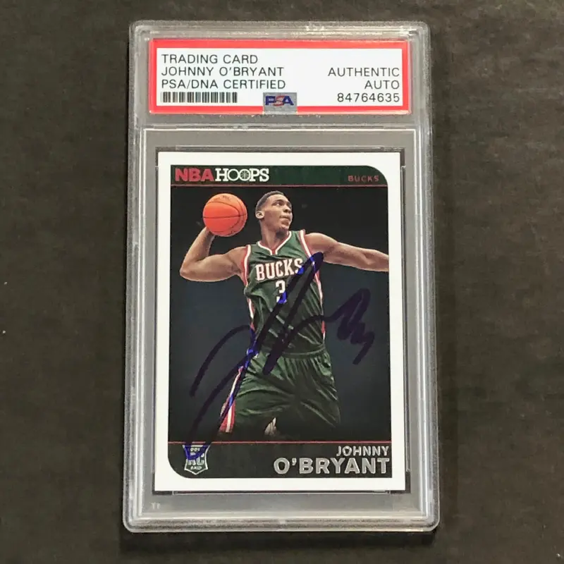 2014-15 NBA Hoops #290 Johnny O'Bryant Signed Card AUTO PSA/DNA Slabbed RC Bucks