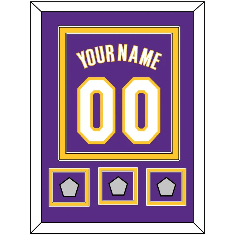 Los Angeles Name & Number With 3 Trophy Patches - Road Purple (1999-2004) - Double Mat 2