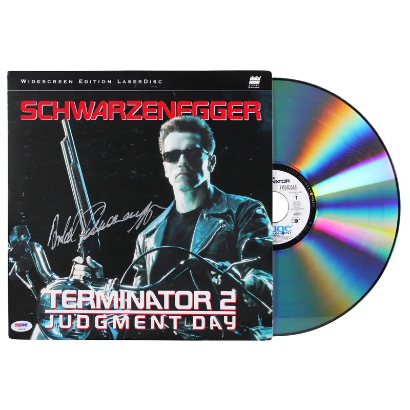 Arnold Schwarzenegger Terminator 2 Signed Laserdisc Cover W/Disk PSA/DNA #T66347