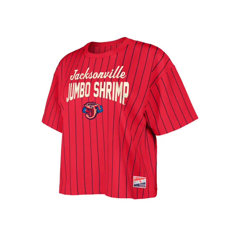 Jacksonville Jumbo Shrimp New Era Women's Boxy Pinstripe Tee
