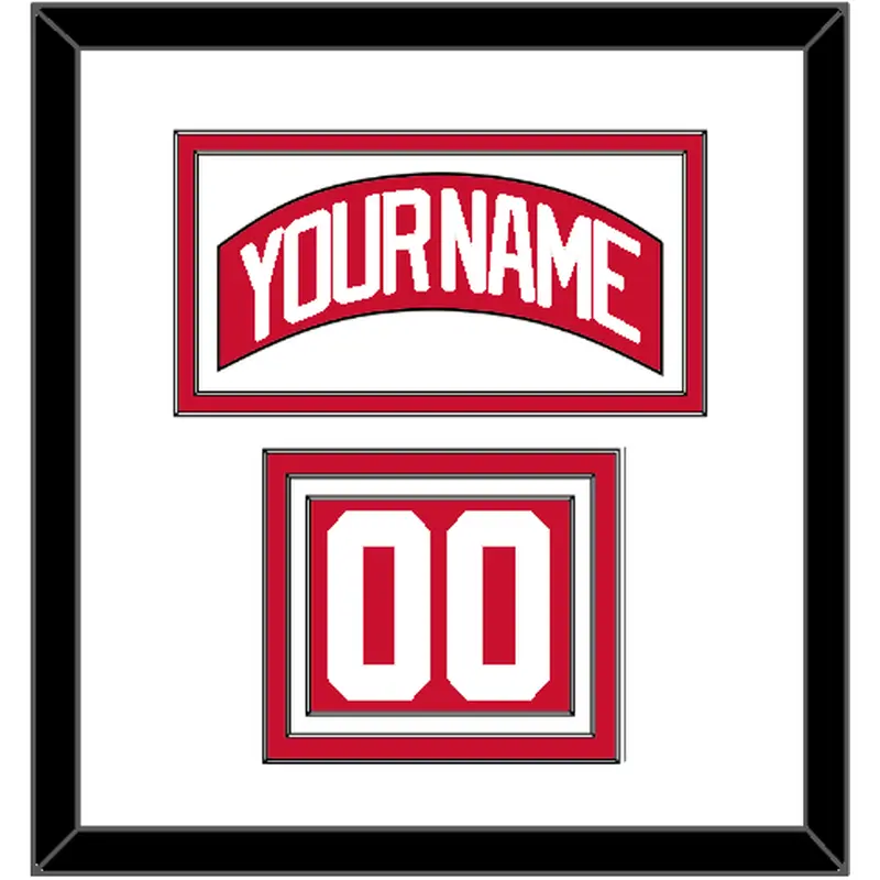 Detroit Nameplate & Number (Shoulder) - Home Red - Triple Mat 1