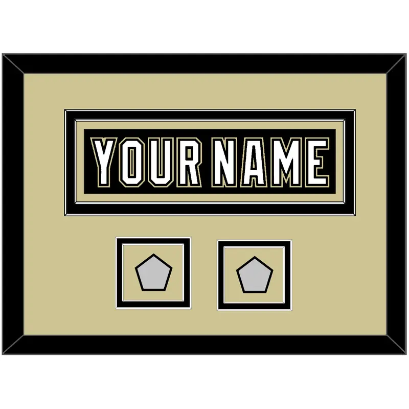 Pittsburgh Nameplate & 2 Stanley Cup Finals Patches - Home Black (2007-2016) - Double Mat 2