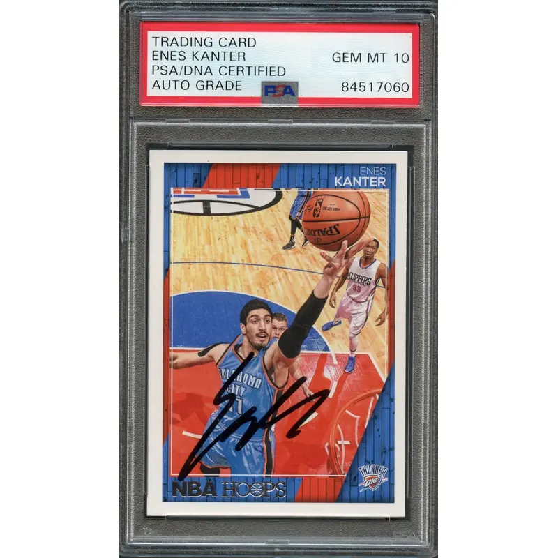 2016-17 NBA Hoops #133 Enes Kanter Signed AUTO 10 PSA Slabbed Thunder