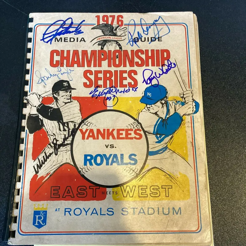 Rare Multi Signed 1976 New York Yankees ALCS Original Media Guide